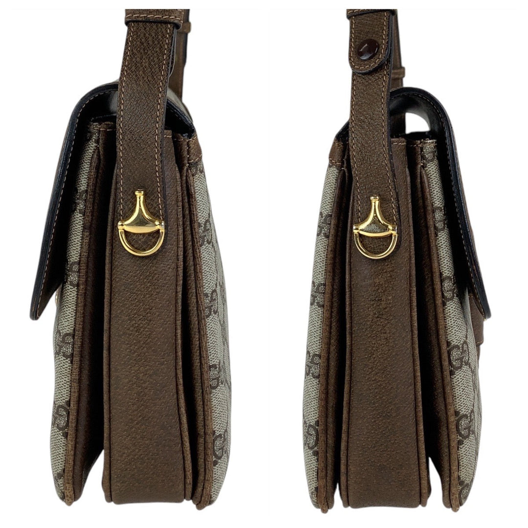 GUCCI Shoulder Bag 14 01 4084 GG Supreme canvas, leather Brown Gold Metal Crossbody Shoulder Bag Old Gucci Women Used Authentic