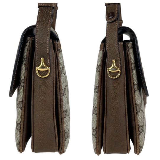 GUCCI Shoulder Bag 14 01 4084 GG Supreme canvas, leather Brown Gold Metal Crossbody Shoulder Bag Old Gucci Women Used Authentic