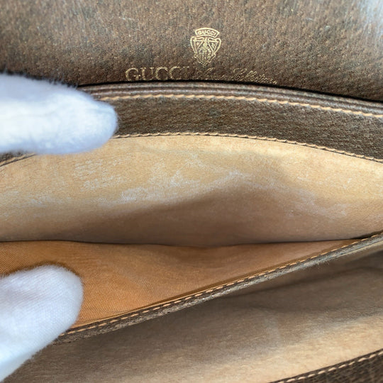 GUCCI Shoulder Bag 14 01 4084 GG Supreme canvas, leather Brown Gold Metal Crossbody Shoulder Bag Old Gucci Women Used Authentic