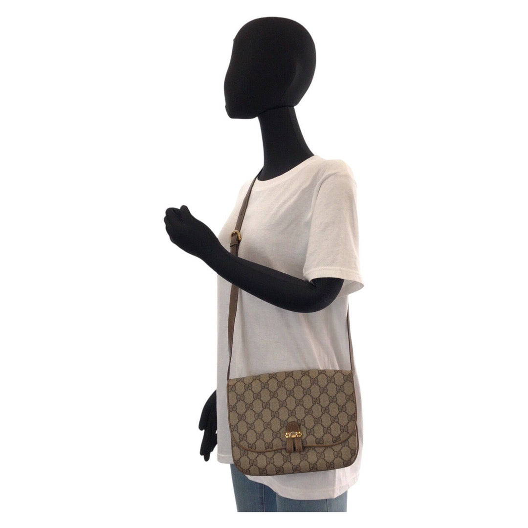 GUCCI Shoulder Bag 001 406 1780 GG Supreme canvas, leather Brown Gold Metal Crossbody Shoulder Bag Messenger Bag Old Gucci Women Used Authentic