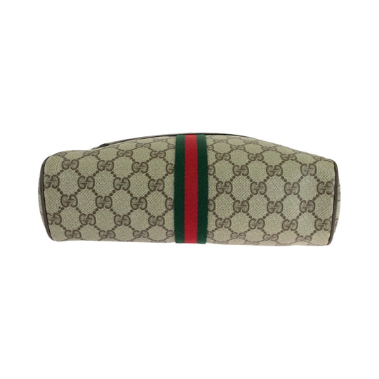 GUCCI Shoulder Bag 98 02 005 GG Supreme Canvas Beige Brown Gold Metal Shoulder Bag pochette Sherry Line Old Gucci Women Used Authentic