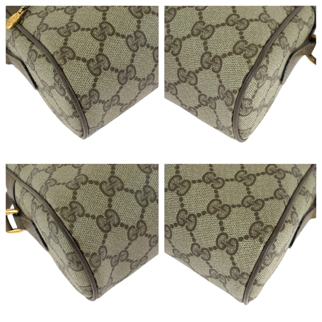 GUCCI Shoulder Bag 98 02 005 GG Supreme Canvas Beige Brown Gold Metal Shoulder Bag pochette Sherry Line Old Gucci Women Used Authentic