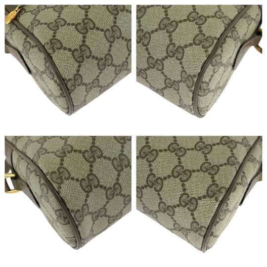 GUCCI Shoulder Bag 98 02 005 GG Supreme Canvas Beige Brown Gold Metal Shoulder Bag pochette Sherry Line Old Gucci Women Used Authentic
