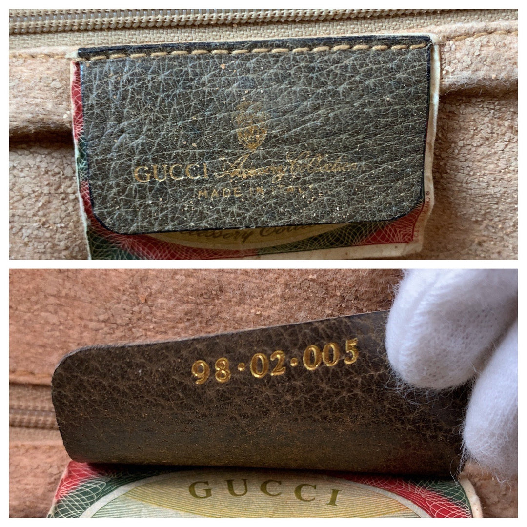 GUCCI Shoulder Bag 98 02 005 GG Supreme Canvas Beige Brown Gold Metal Shoulder Bag pochette Sherry Line Old Gucci Women Used Authentic