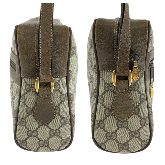 GUCCI Shoulder Bag 98 02 005 GG Supreme Canvas Beige Brown Gold Metal Shoulder Bag pochette Sherry Line Old Gucci Women Used Authentic