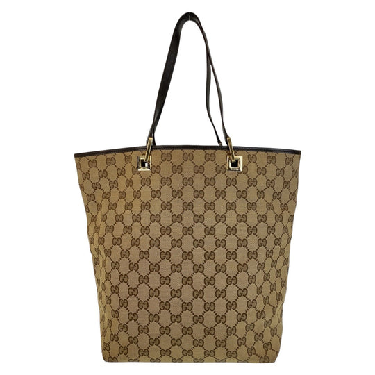 GUCCI Tote Bag 002 1098 GG canvas, leather Beige Brown Gold Metal Tote Bag Shoulder Bag Women Used Authentic