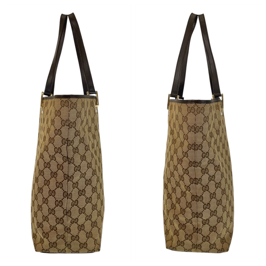 GUCCI Tote Bag 002 1098 GG canvas, leather Beige Brown Gold Metal Tote Bag Shoulder Bag Women Used Authentic
