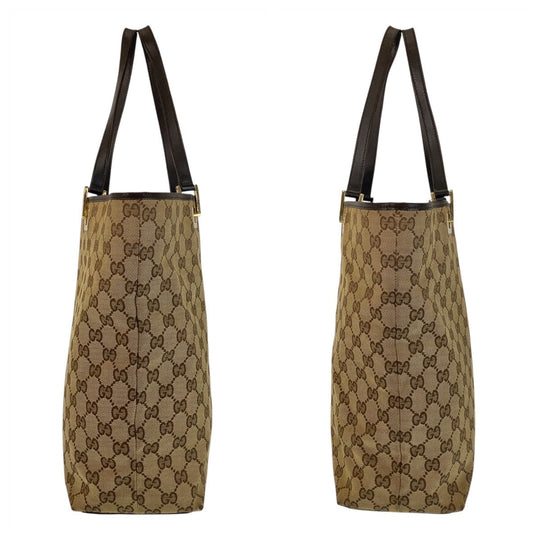 GUCCI Tote Bag 002 1098 GG canvas, leather Beige Brown Gold Metal Tote Bag Shoulder Bag Women Used Authentic