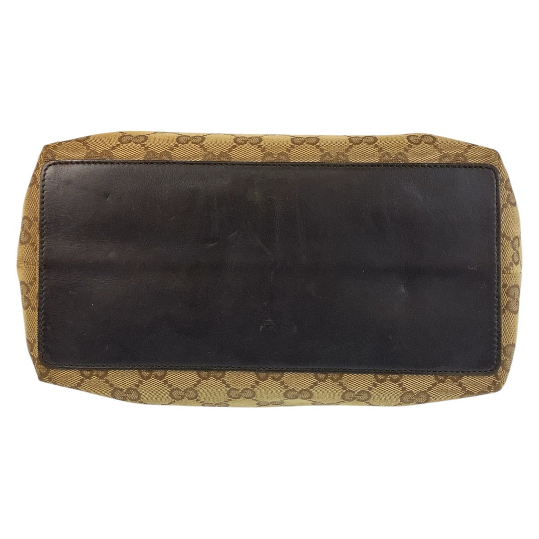 GUCCI Tote Bag 002 1098 GG canvas, leather Beige Brown Gold Metal Tote Bag Shoulder Bag Women Used Authentic