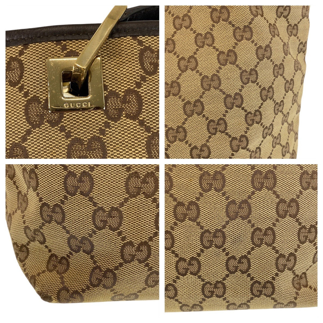 GUCCI Tote Bag 002 1098 GG canvas, leather Beige Brown Gold Metal Tote Bag Shoulder Bag Women Used Authentic