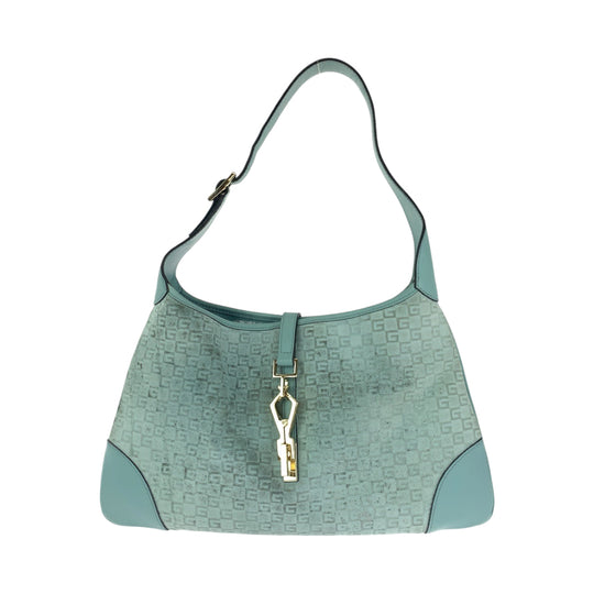 GUCCI Shoulder Bag 001 4057 GG canvas Blue GoldMetal Shoulder Bag Hobo Jackie Women Used Authentic