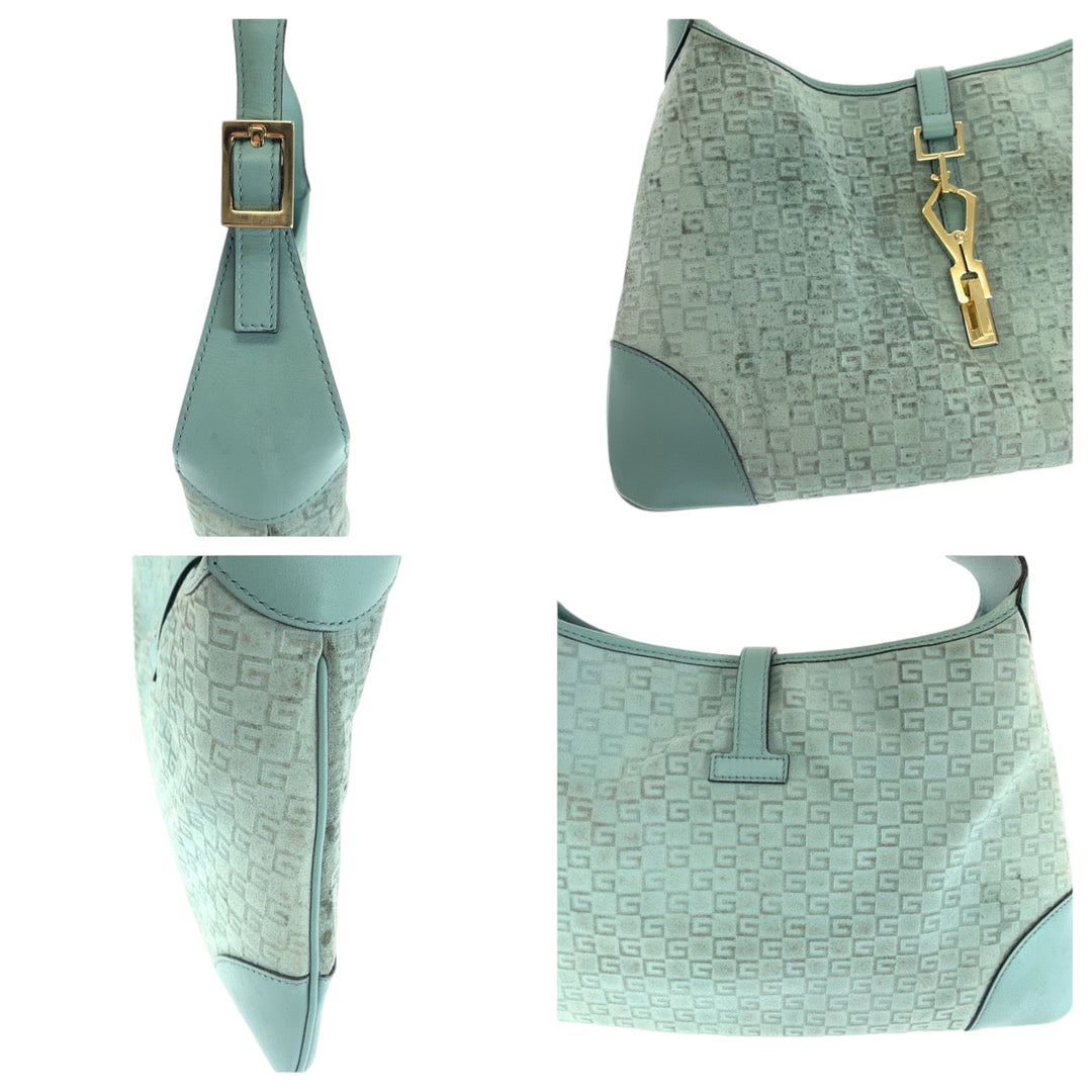 GUCCI Shoulder Bag 001 4057 GG canvas Blue GoldMetal Shoulder Bag Hobo Jackie Women Used Authentic