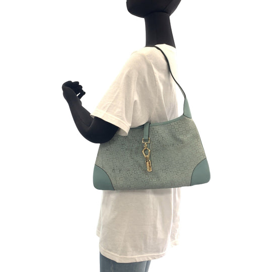 GUCCI Shoulder Bag 001 4057 GG canvas Blue GoldMetal Shoulder Bag Hobo Jackie Women Used Authentic
