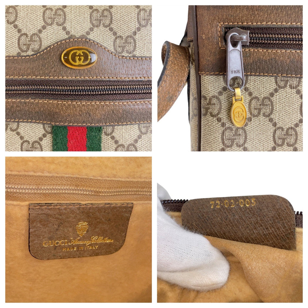 GUCCI Shoulder Bag 72 02 005 PVC, Leather Brown Gold Metal Crossbody Shoulder Bag Messenger Bag Sherry Line Old Gucci Women Used Authentic