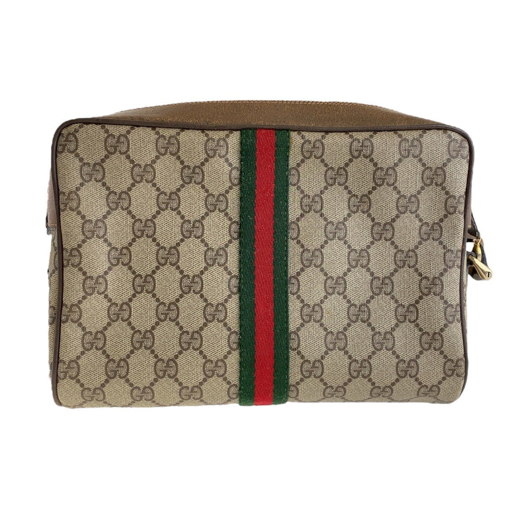 GUCCI Shoulder Bag 72 02 005 PVC, Leather Brown Gold Metal Crossbody Shoulder Bag Messenger Bag Sherry Line Old Gucci Women Used Authentic