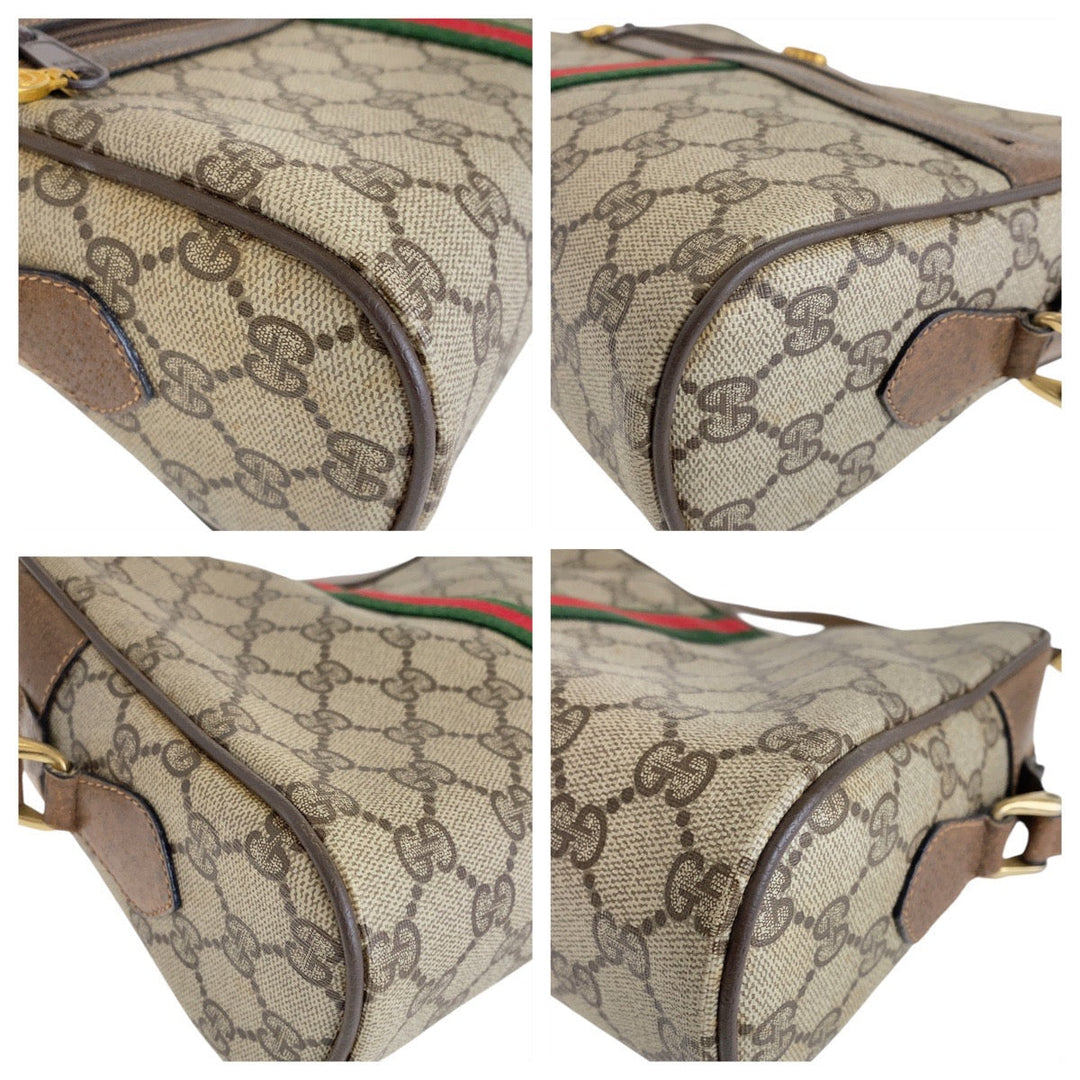 GUCCI Shoulder Bag 72 02 005 PVC, Leather Brown Gold Metal Crossbody Shoulder Bag Messenger Bag Sherry Line Old Gucci Women Used Authentic