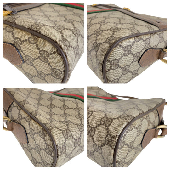 GUCCI Shoulder Bag 72 02 005 PVC, Leather Brown Gold Metal Crossbody Shoulder Bag Messenger Bag Sherry Line Old Gucci Women Used Authentic