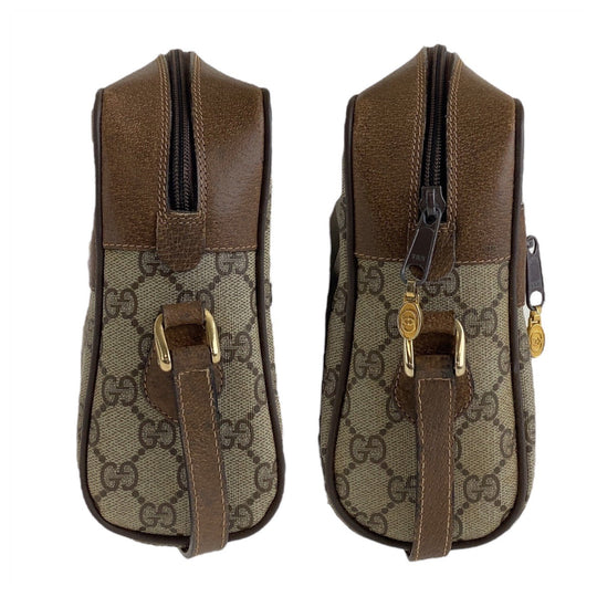 GUCCI Shoulder Bag 72 02 005 PVC, Leather Brown Gold Metal Crossbody Shoulder Bag Messenger Bag Sherry Line Old Gucci Women Used Authentic