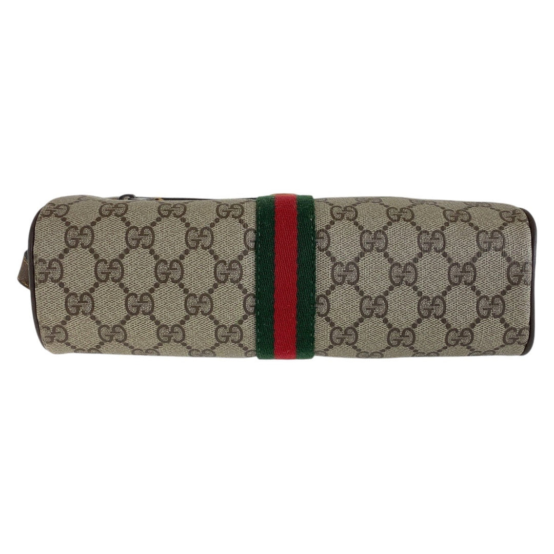 GUCCI Shoulder Bag 72 02 005 PVC, Leather Brown Gold Metal Crossbody Shoulder Bag Messenger Bag Sherry Line Old Gucci Women Used Authentic
