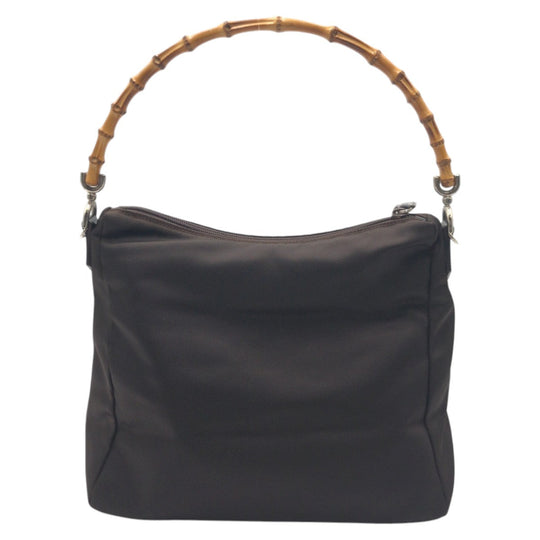 GUCCI Handbag 000 0509 polyester Brown Handbag Shoulder Bag 2WAY Bamboo Women Used Authentic