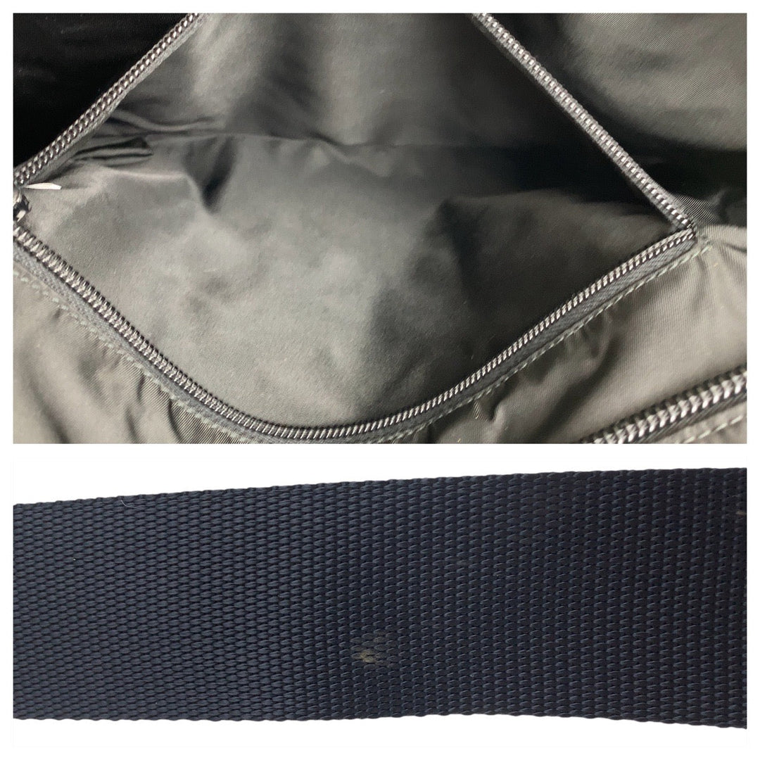 PRADA Tote Bag Nylon Black SilverMetal Tote Bag Shoulder Bag Business bag Test Triangle With logo Women Used Authentic