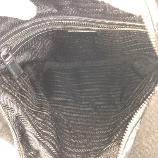 PRADA Shoulder Bag Nylon Black SilverMetal Crossbody Shoulder Bag Test Triangle With logo Women Used Authentic