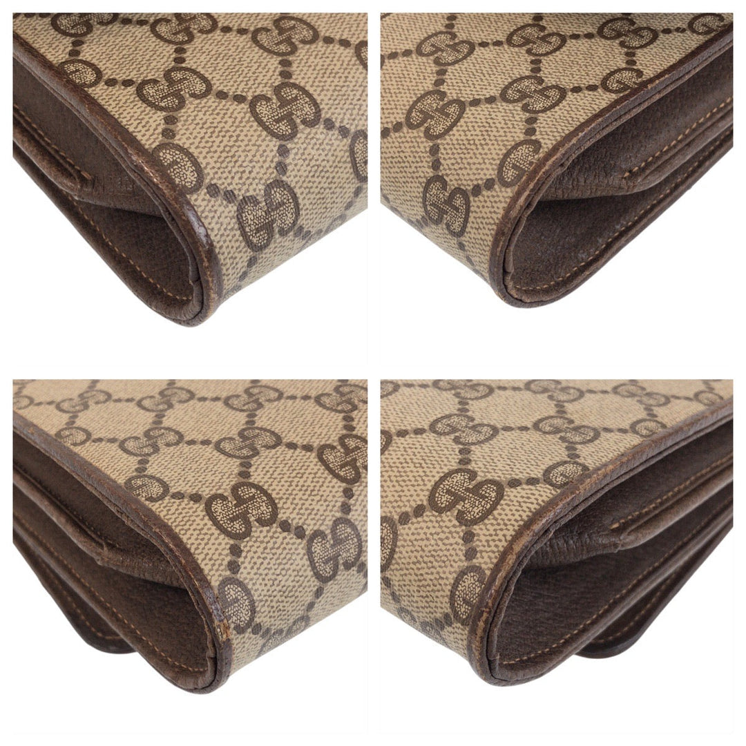 GUCCI Shoulder Bag 904 02 050 GG Supreme canvas, leather Brown Gold Metal Crossbody Shoulder Bag Pochette Old Gucci Women Used Authentic