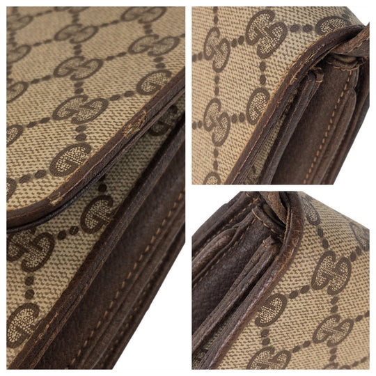 GUCCI Shoulder Bag 904 02 050 GG Supreme canvas, leather Brown Gold Metal Crossbody Shoulder Bag Pochette Old Gucci Women Used Authentic
