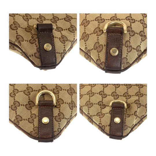 GUCCI Shoulder Bag GG canvas, leather Beige Brown Gold Metal Crossbody Shoulder Bag Pochette Abbey Women Used Authentic