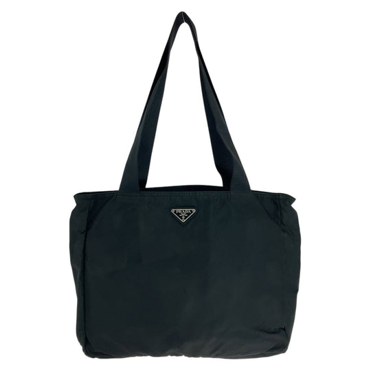 PRADA Tote Bag Nylon BlackSilverMetal Tote Bag Shoulder Bag Test Triangle With logo Women Used Authentic