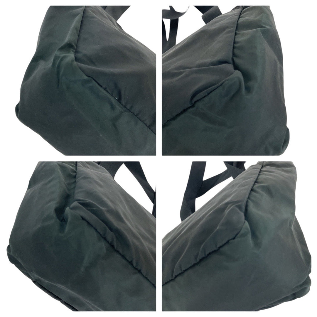 PRADA Tote Bag Nylon BlackSilverMetal Tote Bag Shoulder Bag Test Triangle With logo Women Used Authentic