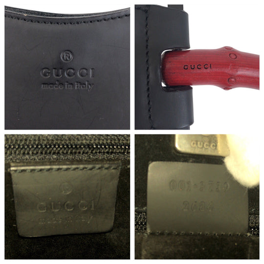 GUCCI Shoulder Bag 001 3739 Leather, Bamboo Black black red Shoulder Bag Hobo Bamboo Women Used Authentic