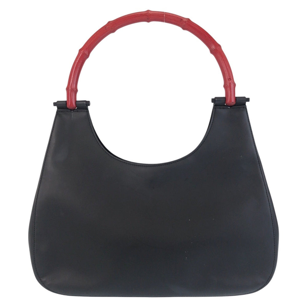 GUCCI Shoulder Bag 001 3739 Leather, Bamboo Black black red Shoulder Bag Hobo Bamboo Women Used Authentic