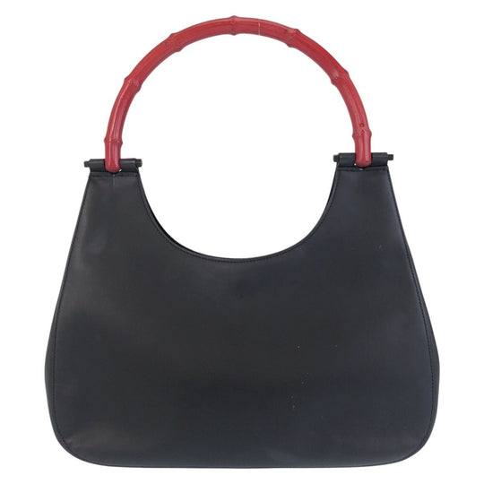 GUCCI Shoulder Bag 001 3739 Leather, Bamboo Black black red Shoulder Bag Hobo Bamboo Women Used Authentic