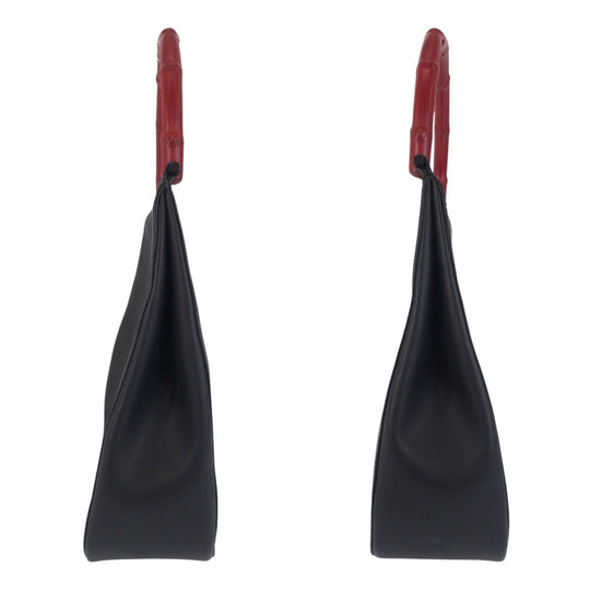 GUCCI Shoulder Bag 001 3739 Leather, Bamboo Black black red Shoulder Bag Hobo Bamboo Women Used Authentic