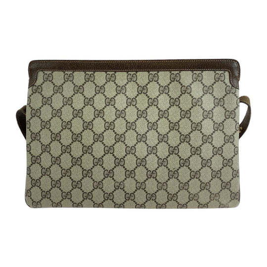 GUCCI Shoulder Bag 001 16 4035 GG Supreme canvas, leather Brown Gold Metal Crossbody Shoulder Bag Sherry line Old Gucci Women Used Authentic