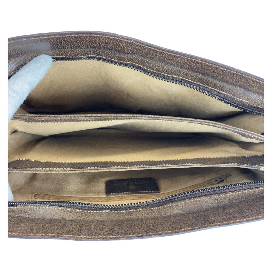 GUCCI Shoulder Bag 001 16 4035 GG Supreme canvas, leather Brown Gold Metal Crossbody Shoulder Bag Sherry line Old Gucci Women Used Authentic