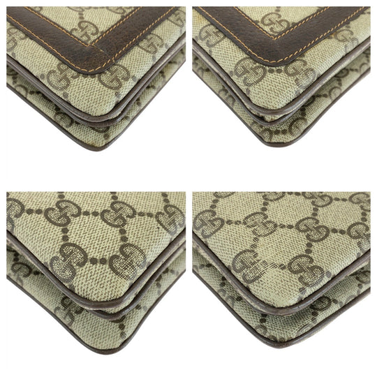 GUCCI Shoulder Bag 001 16 4035 GG Supreme canvas, leather Brown Gold Metal Crossbody Shoulder Bag Sherry line Old Gucci Women Used Authentic