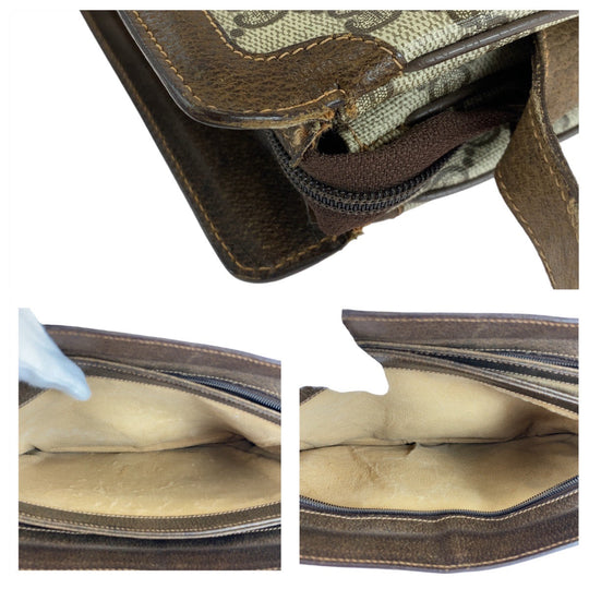 GUCCI Shoulder Bag 001 16 4035 GG Supreme canvas, leather Brown Gold Metal Crossbody Shoulder Bag Sherry line Old Gucci Women Used Authentic