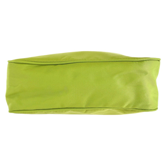 PRADA Handbag Nylon Green GoldMetal Hobo Accessory Pouch Handbag Test Triangular plate Women Used Authentic