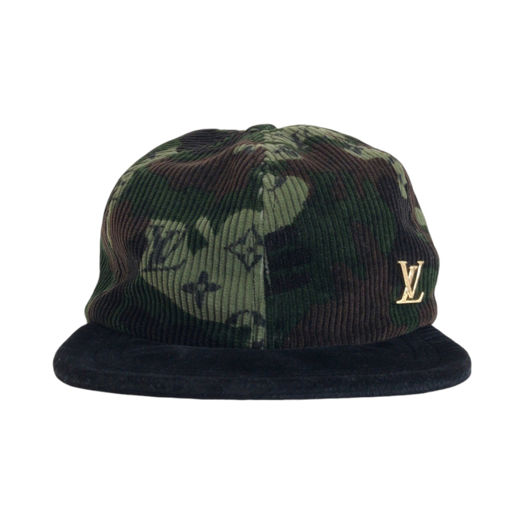 LOUIS VUITTON Casquette MP2724 cotton khaki Newsboy cap Duck pattern Casquette Easy Fit Women 60 Used Authentic