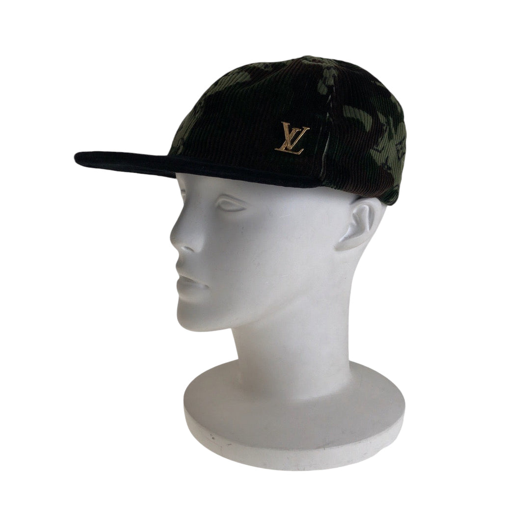 LOUIS VUITTON Casquette MP2724 cotton khaki Newsboy cap Duck pattern Casquette Easy Fit Women 60 Used Authentic