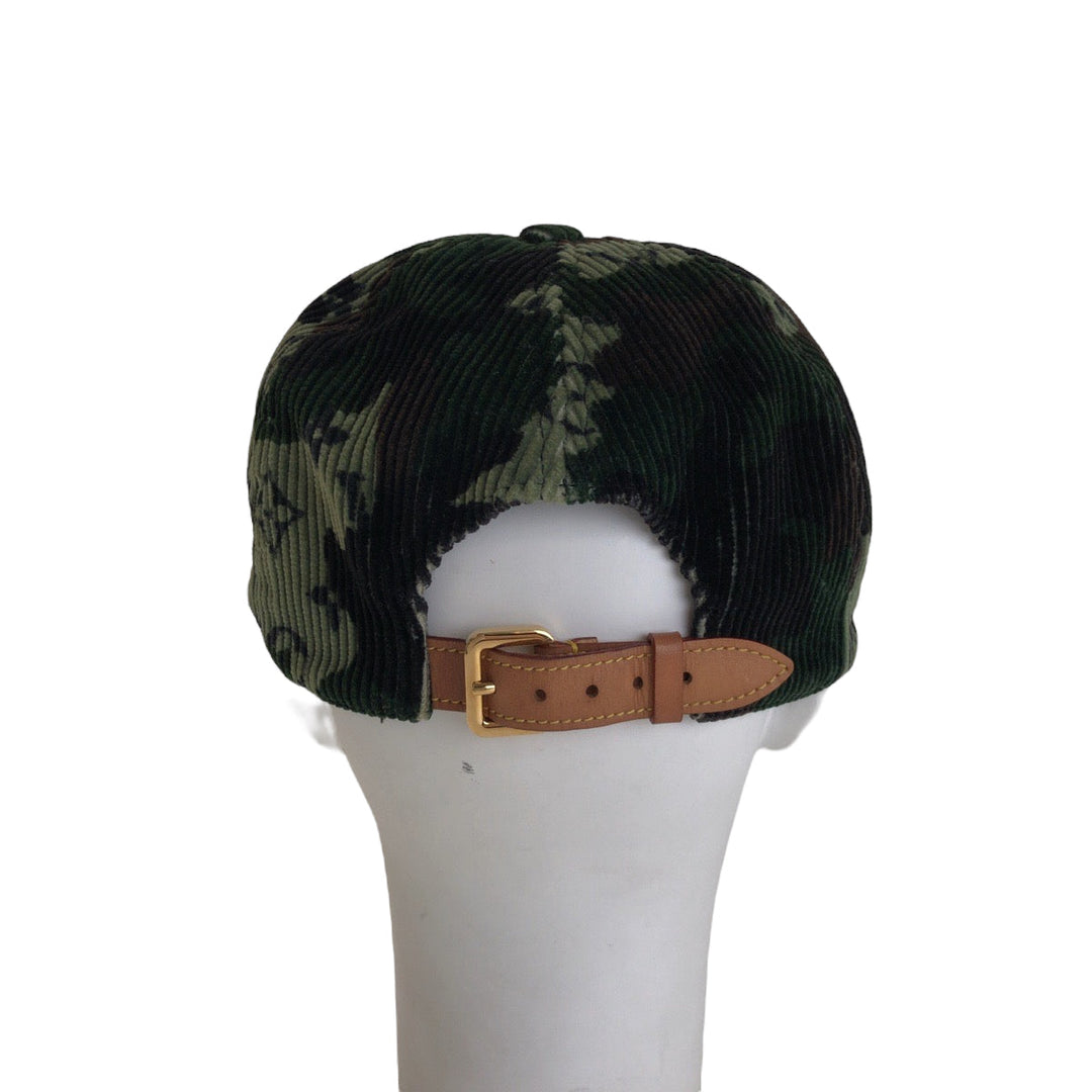 LOUIS VUITTON Casquette MP2724 cotton khaki Newsboy cap Duck pattern Casquette Easy Fit Women 60 Used Authentic