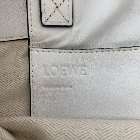 LOEWE Tote Bag leather White black Tote Bag Shoulder Bag anagram Logo Design Bar Tikal Fringe Women Used Authentic