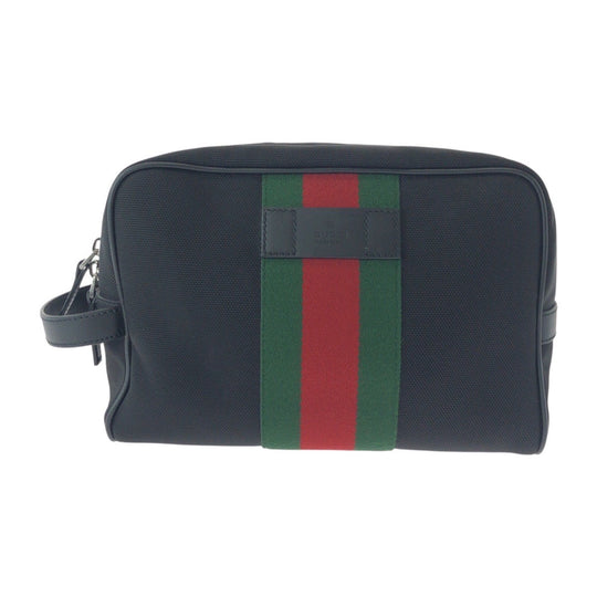 GUCCI business bag 630916 Canvas, Leather Black SilverMetal business bag pouch Sherry line mens Used Authentic