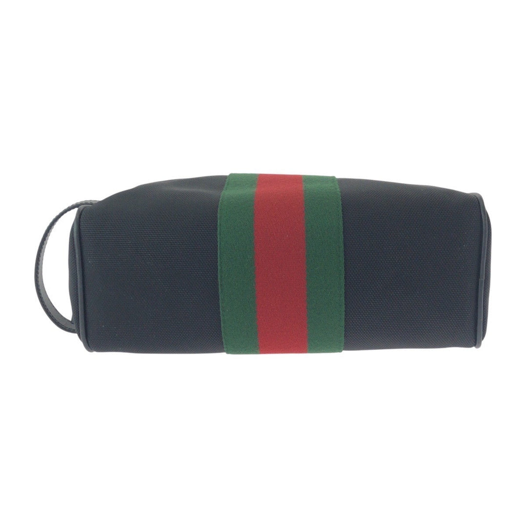 GUCCI business bag 630916 Canvas, Leather Black SilverMetal business bag pouch Sherry line mens Used Authentic