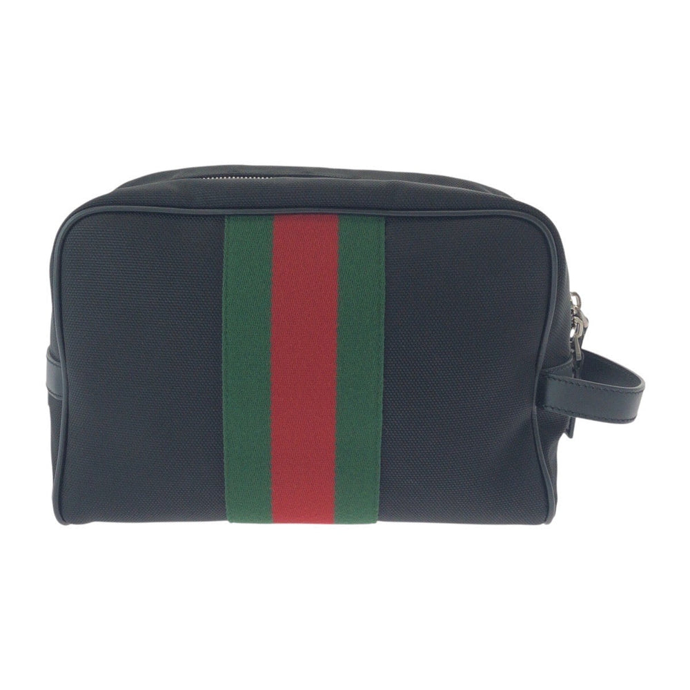 GUCCI business bag 630916 Canvas, Leather Black SilverMetal business bag pouch Sherry line mens Used Authentic