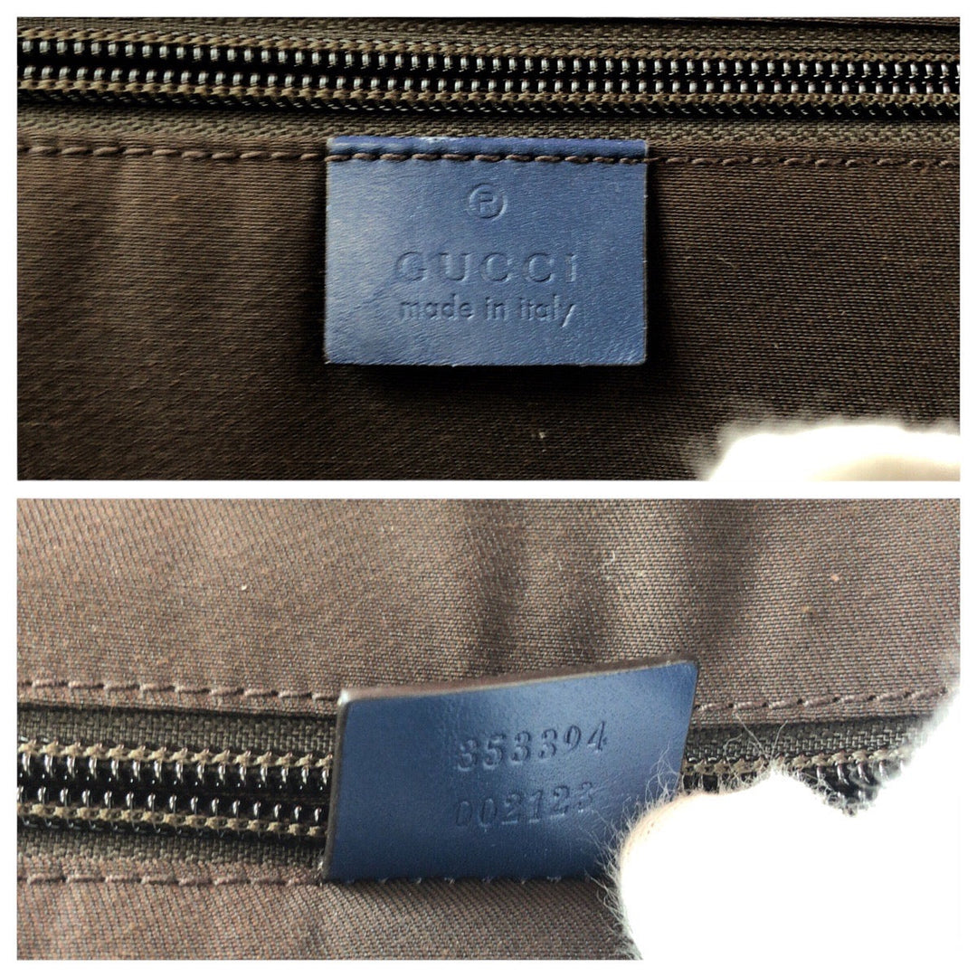 GUCCI Business bag 353394 leather Blue GoldMetal Business bag briefcase Diamante mens Used Authentic