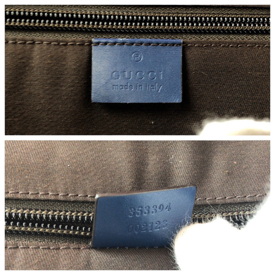 GUCCI Business bag 353394 leather Blue GoldMetal Business bag briefcase Diamante mens Used Authentic