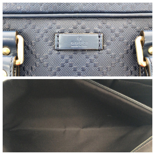 GUCCI Business bag 353394 leather Blue GoldMetal Business bag briefcase Diamante mens Used Authentic